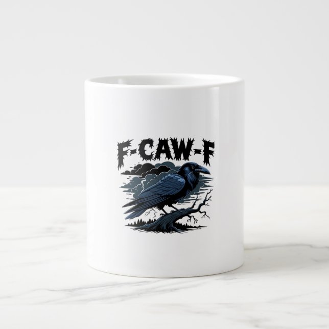 Gothic Crow Funny Humor F-Caw-F Essential Minimal  Jumbo-Tasse (Vorderseite)