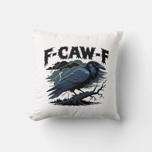 Gothic Crow Funny Humor F-Caw-F Essential Minimal  Kissen (Vorderseite)