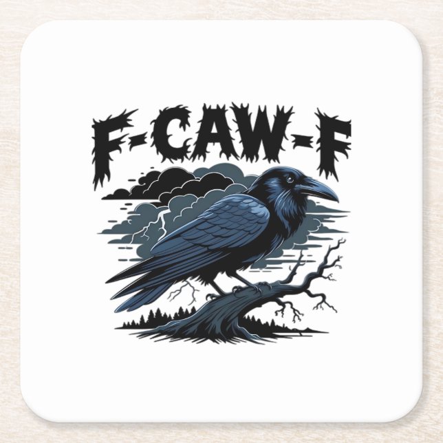 Gothic Crow Funny Humor F-Caw-F Essential Minimal  Rechteckiger Pappuntersetzer (Vorderseite)