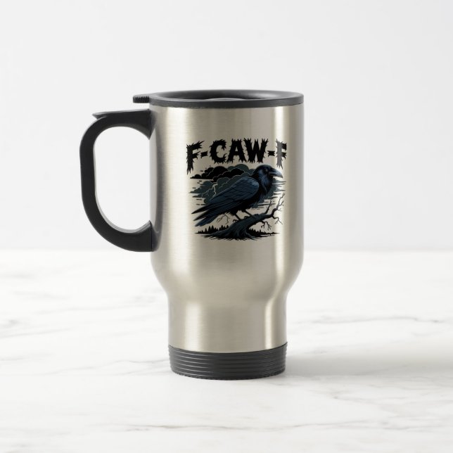 Gothic Crow Funny Humor F-Caw-F Essential Minimal  Reisebecher (Links)