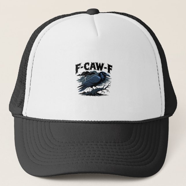 Gothic Crow Funny Humor F-Caw-F Essential Minimal  Truckerkappe (Vorderseite)