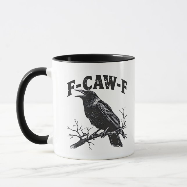 Gothic Crow Humor F-Caw-F Funny Essential Tasse (Links)