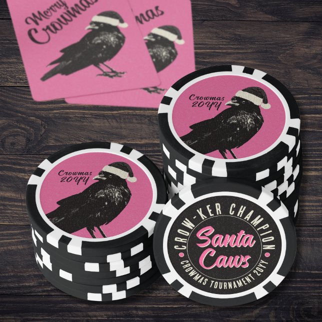 Gothic Crow Merry Crowmas Crow-ker Championship Pokerchips (No matter if you call it poker or crow-ker, these unique chips will make your table stand out!)