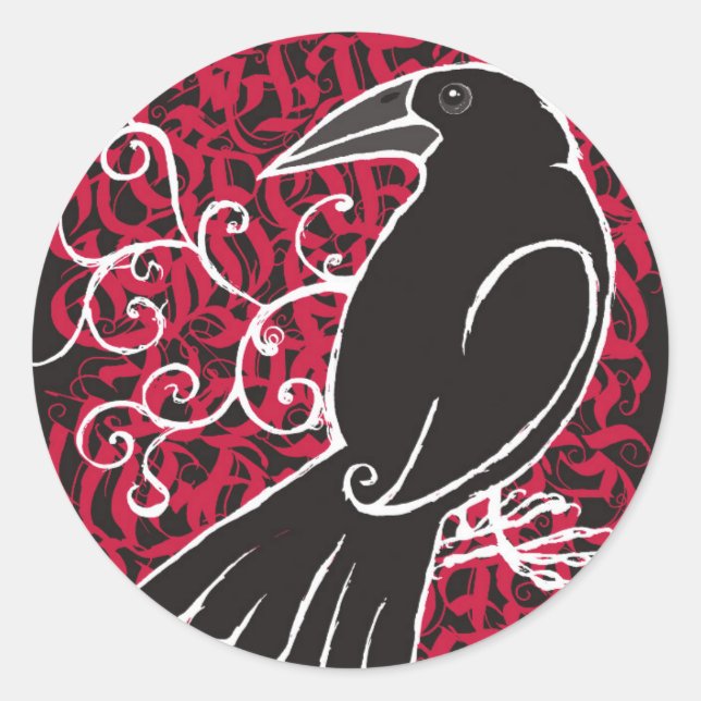 Gothic Crow Runder Aufkleber (Vorderseite)