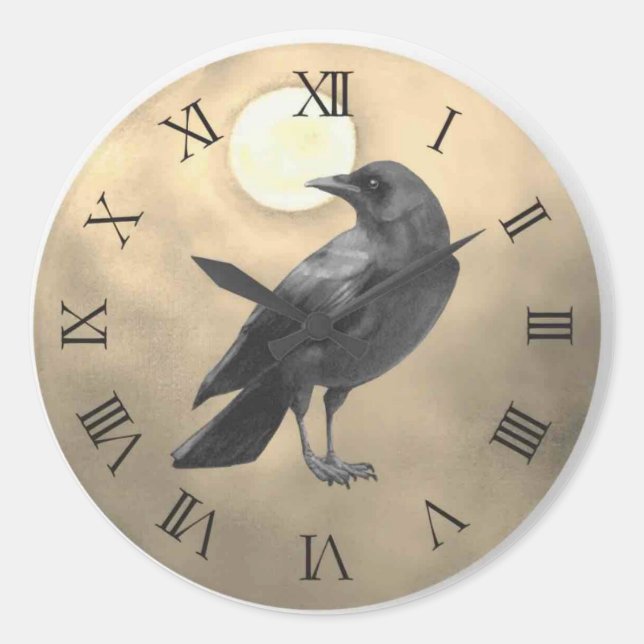 Gothic Crow Runder Aufkleber (Vorderseite)