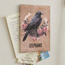 Gothic Crow und Vintage-Rosen-Namensschild