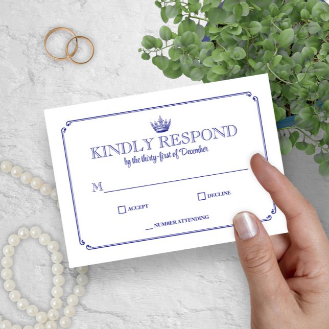 Gothic Crown Royal Blau Mittelalterlich oder Fanta RSVP Karte (Von Creator hochgeladen)