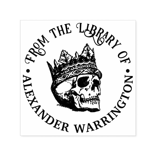 Gothic Crowned Human Skull Library Book Name Permastempel (Design)
