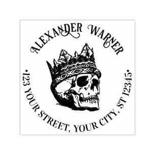 Gothic Crowned Menschlicher Schädel Name Rücksende Permastempel