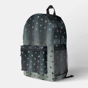 Gothic Crows Flying Silhouette Ombre Streifen Bedruckter Rucksack