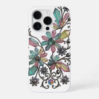 Gothic Crystal Flower Clipart - Farbiger Quarz iPhone 16 Pro Hülle