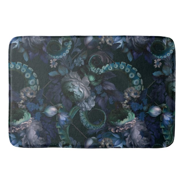 Gothic Cthulhu Türkis Tentacle mit Blume Badematte (Vorderseite)