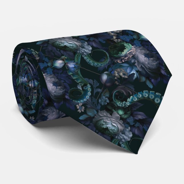 Gothic Cthulhu Türkis Tentacle mit Blume Krawatte (Gerollt)