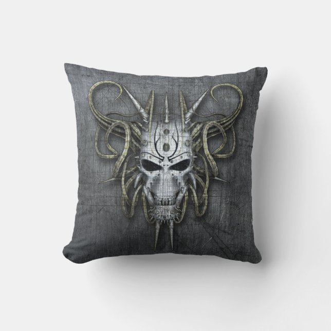 Gothic Cyborg Skull Custom Kissen (Vorderseite)