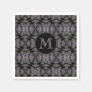 Gothic Damask Lavender Sage Fern Muster Monogram Serviette
