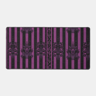 Gothic Damask Purple & Black Striped Desk Mat  Schreibtischunterlage