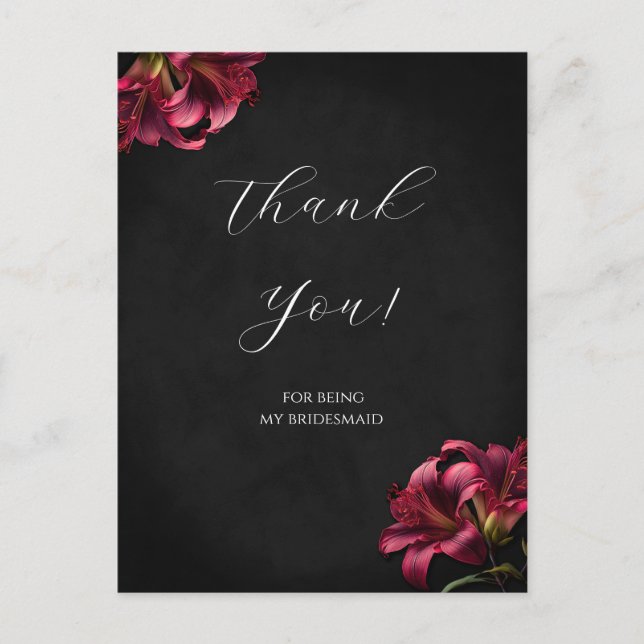Gothic danke, dass du meine Bridesmaid-Karte warst Postkarte (Vorderseite)