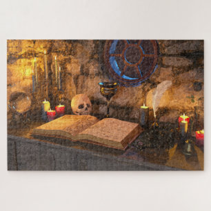 Gothic Dark Academia Kerzenbeleuchtete Studienkuns