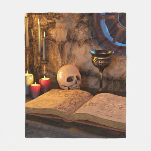 Gothic Dark Academia Kerzenbeleuchtete Studienkuns Fleecedecke