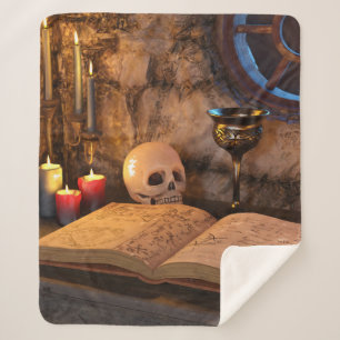 Gothic Dark Academia Kerzenbeleuchtete Studienkuns Sherpadecke