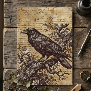 Gothic Dark Academia Vintage Schrift Rabe Karte