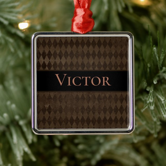 Gothic Dark Brown Harlequin Personalisiert Ornament Aus Metall (Baum)