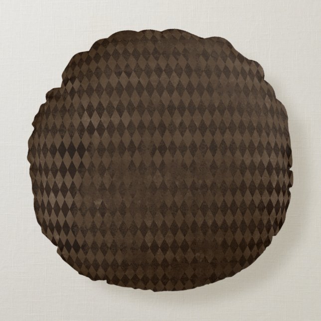Gothic Dark Brown Harlequin Rundes Kissen (Vorderseite)