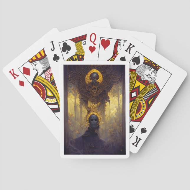 Gothic Dark Creepy Gold und Lila Tod Spielkarten (Rückseite)