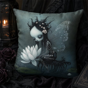 Gothic Dark Fantasy Fairy Skeleton Halloween Dekor Kissen