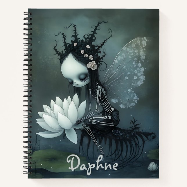 Gothic Dark Fantasy Fairy Skeleton Individuelle Na Notizbuch (Vorderseite)