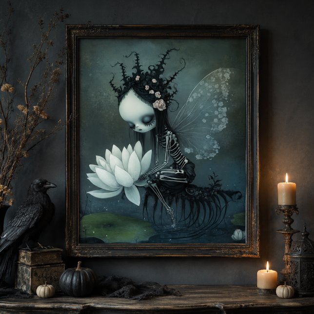 Gothic Dark Fantasy Skeleton Fairy Halloween Art Poster (Von Creator hochgeladen)