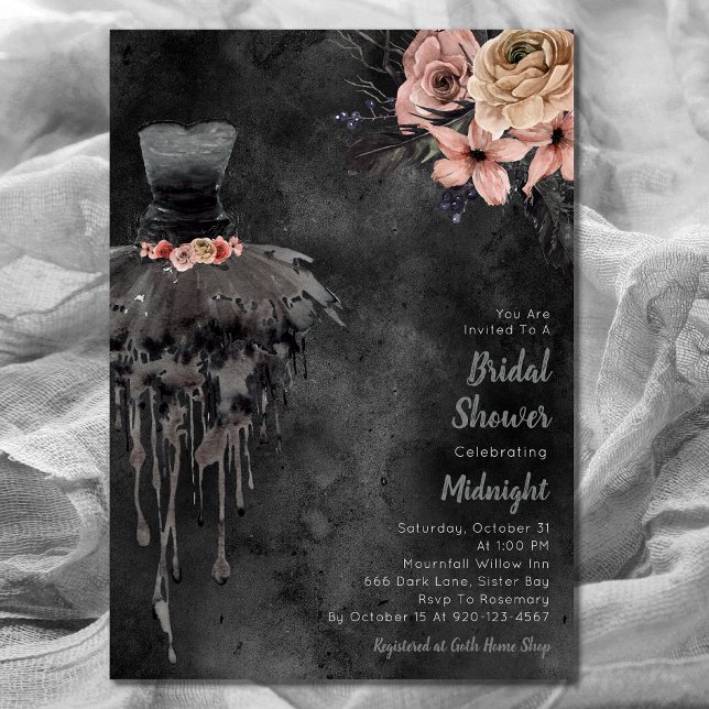 Gothic Dark Floral Bridal Dusche Einladung (Von Creator hochgeladen)