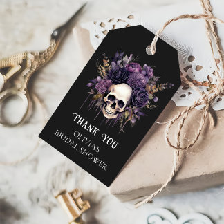 Gothic Dark Floral Skull Brautparty Gefallen Geschenkanhänger