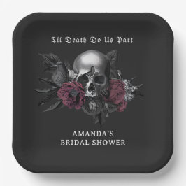 Gothic Dark Floral Skull Halloween Brautparty Pappteller