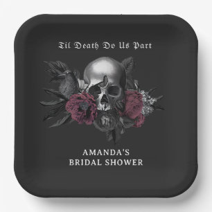 Gothic Dark Floral Skull Halloween Brautparty Pappteller