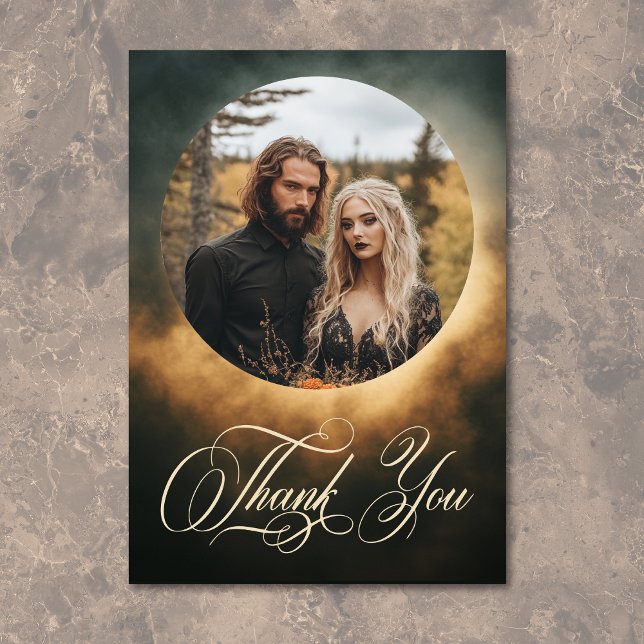 Gothic Dark Full Moon Arch Wedding Dankeskarte (Gothic Dark Full Moon Arch Wedding Thank You Card)