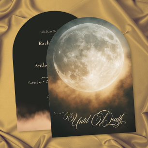 Gothic Dark Full Moon Bogenförmige Hochzeit Einladung