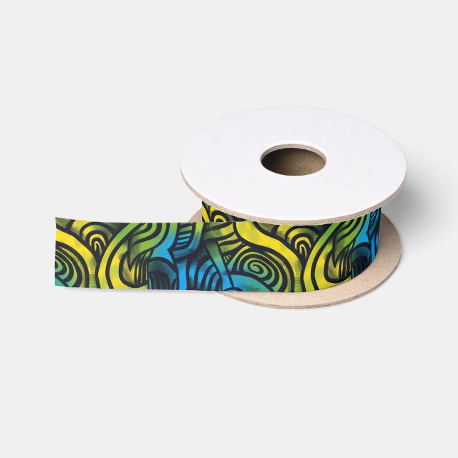 Gothic Dark Gefühl Blue Green Yellow Satinband (Spule)