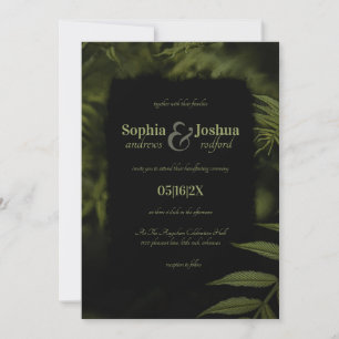 Gothic Dark Green Blätter Black Wedding Handfasts Einladung