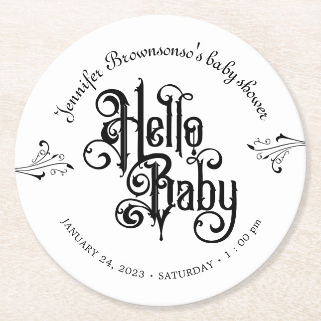 Gothic Dark Hello Baby  Runder Pappuntersetzer (Vorderseite)