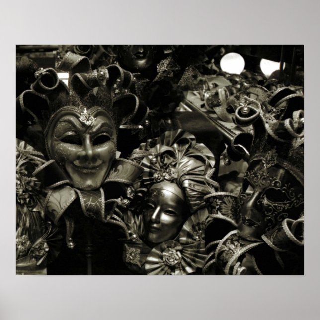 Gothic Dark Masquerade Masken Black Poster (Vorne)