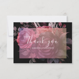 Gothic Dark Moody Rose Wedding Dankeskarte