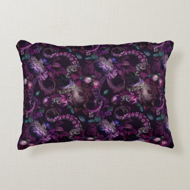 Gothic Dark Pink Tentacle mit Blume Dekokissen (Vorderseite)