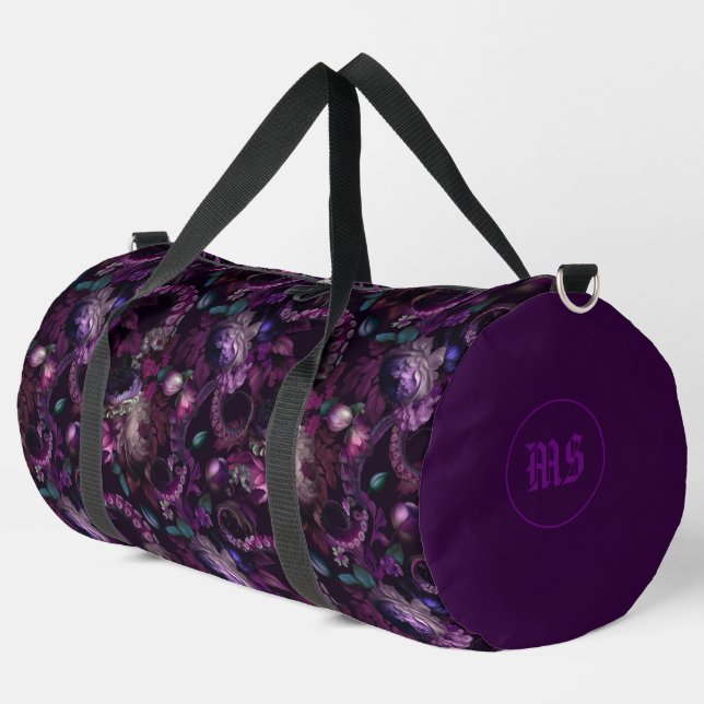 Gothic Dark Pink Tentacle mit Blume Duffle Bag (Linke Ecke)