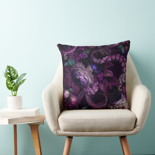 Gothic Dark Pink Tentacle mit Blume Kissen (Stuhl )