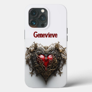 Gothic Dark Red Heart Vintag Filigree Case-Mate iPhone Hülle