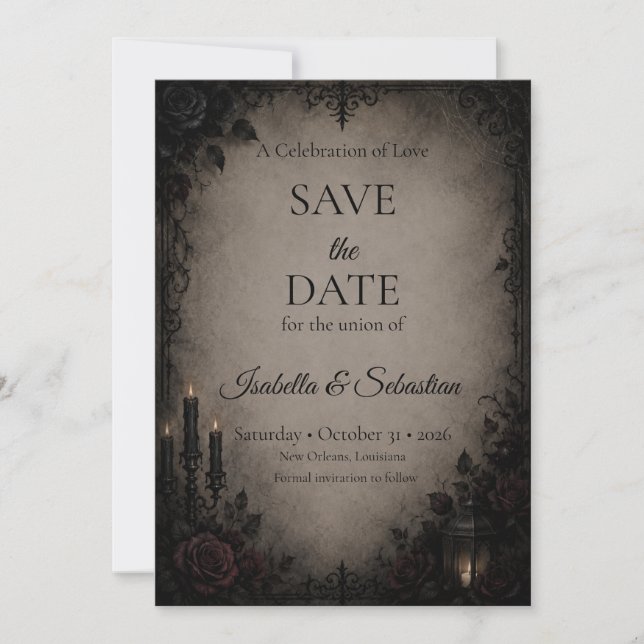 Gothic Dark Romance Hochzeit Save The Date (Vorderseite)