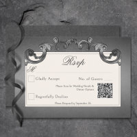 Gothic Dark Skeletts & Rose Heart Wedding QR Code