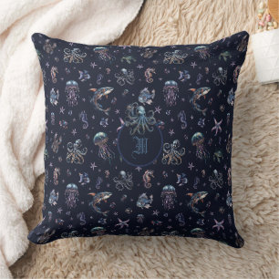 Gothic Dark Underwater World Monogramm Kissen