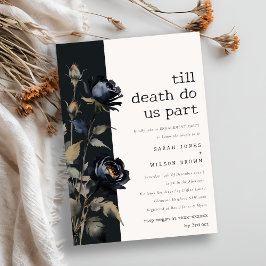 Gothic Dark Watercolor Schwarze Rose Verlobung Einladung